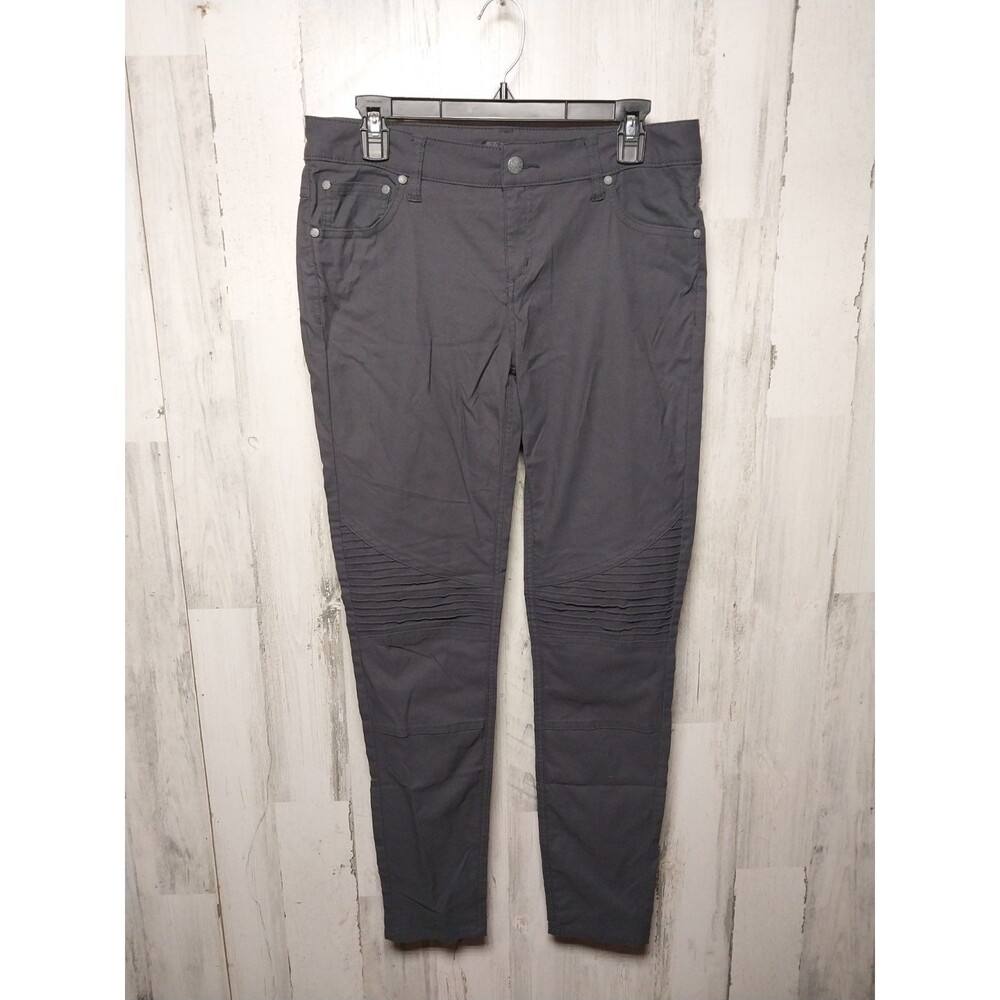 Prana Brenna Pants Women's Sz 10 Gray Moto Skinny Stretch Nylon Style W4BREN315